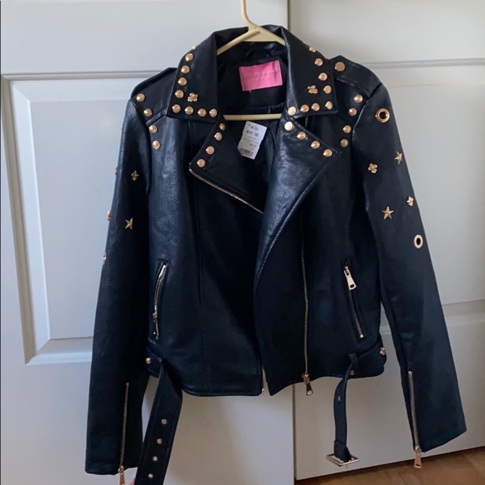 Azelia Wang black leather studded jacket
